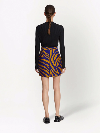 Proenza Schouler Zebra-jacquard Cotton And Silk-blend Mini Skirt In Cobalt/bronze