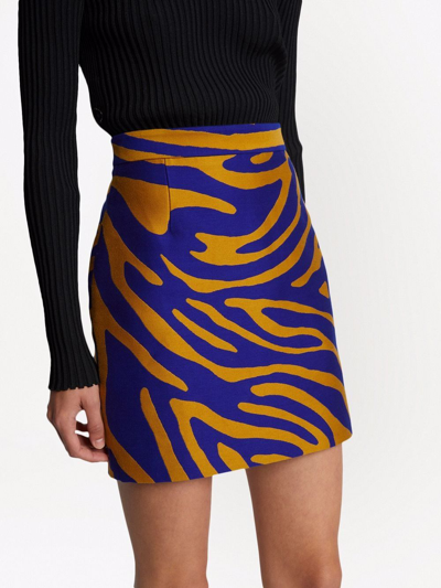 Proenza Schouler Zebra-jacquard Cotton And Silk-blend Mini Skirt In Cobalt/bronze