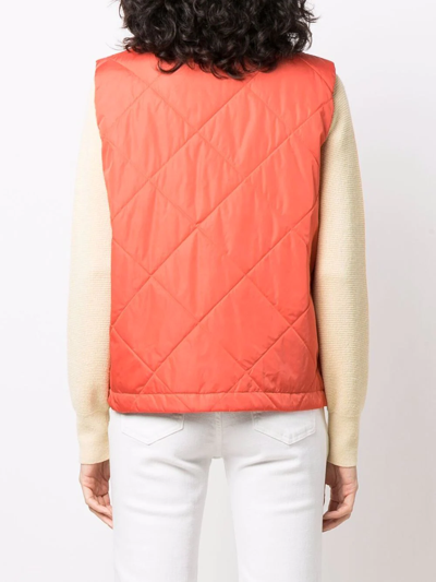 Shop Mackintosh Annabel Quilted Liner Vest In Orange