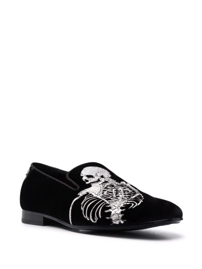Shop Philipp Plein Skeleton Slip-on Loafers In Schwarz