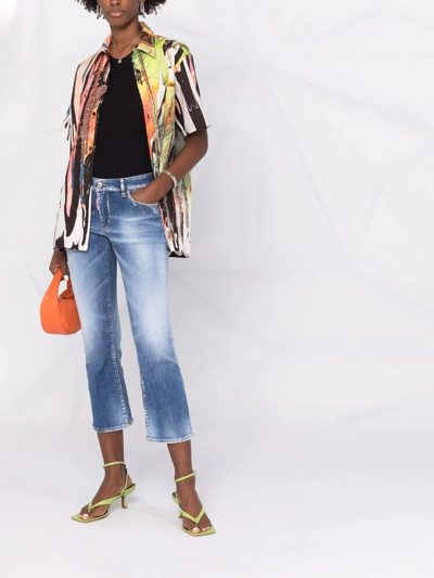 Dsquared2 Cropped Bootcut Jeans In Blau