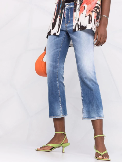 Dsquared2 Cropped Bootcut Jeans In Blau