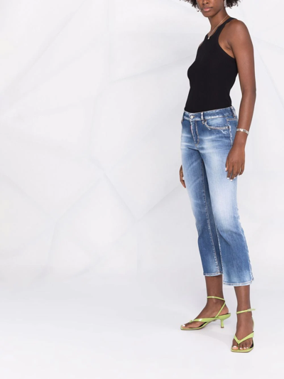 Dsquared2 Cropped Bootcut Jeans In Blau