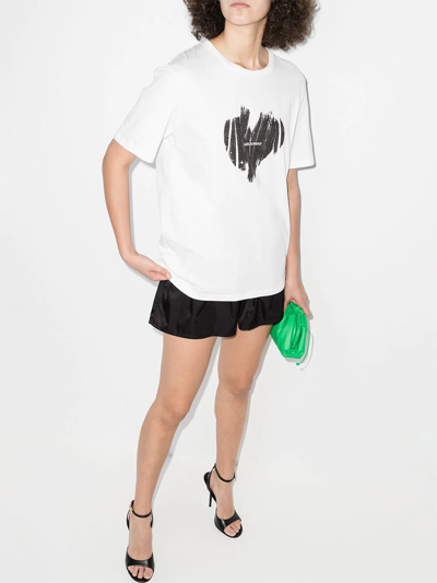 Shop Saint Laurent Heart Logo-print T-shirt In Weiss