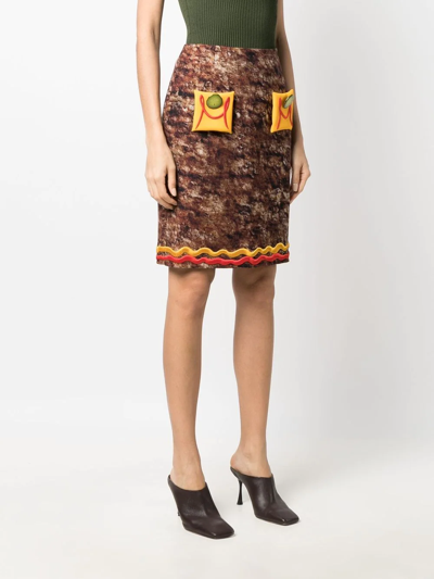 Shop Moschino Burger-motif High-waisted Skirt In Braun
