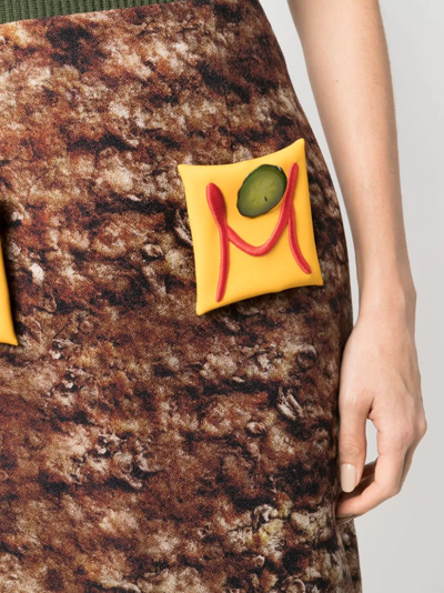 Shop Moschino Burger-motif High-waisted Skirt In Braun