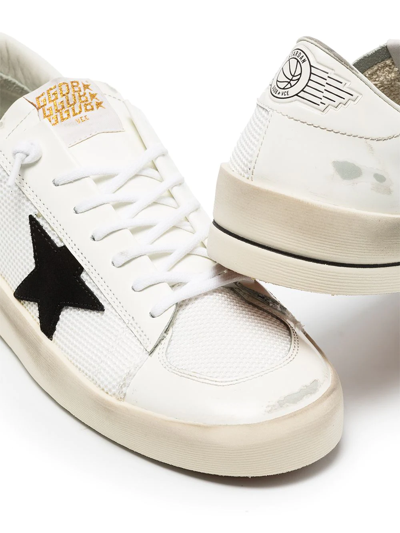 Golden Goose Stardan 10283 Logo-embossed Leather And Mesh Low-top Trainers In Weiss