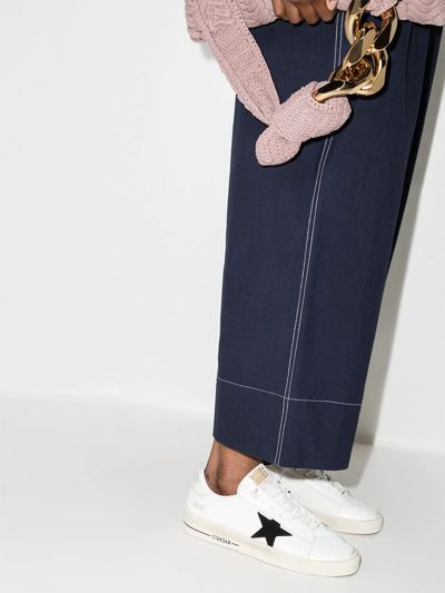 Golden Goose Stardan 10283 Logo-embossed Leather And Mesh Low-top Trainers In Weiss