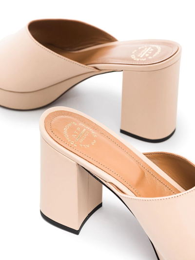 Atp Atelier Neutral Zorzino 90 Leather Platform Mules In Nude