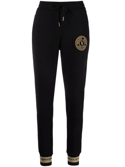 Shop Versace Jeans Couture Logo-embroidered Track Pants In Schwarz