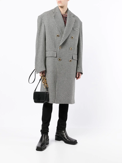 Cool Tm Grandpa Houndstooth-print Wool Coat In Black