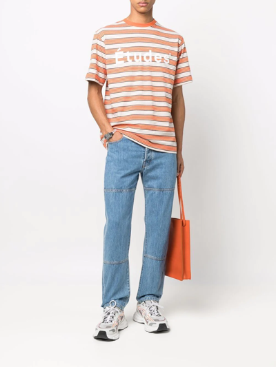 Etudes Studio Orange Striped Wonder T-shirt In Orange