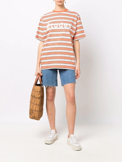 Etudes Studio Orange Striped Wonder T-shirt In Orange