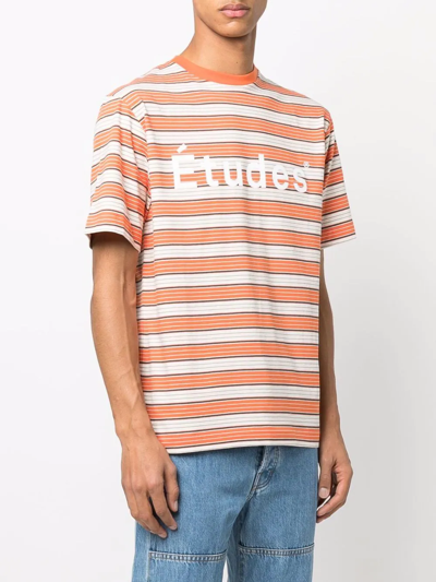 Etudes Studio Orange Striped Wonder T-shirt In Orange