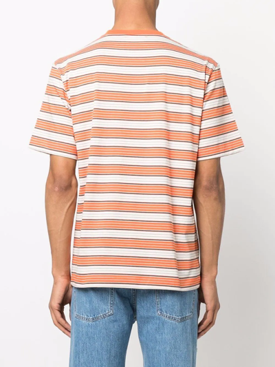 Etudes Studio Orange Striped Wonder T-shirt In Orange