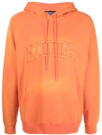 Shop Etudes Studio Logo Drawstring Hoodie In Orange