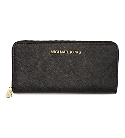 Michael Michael Kors Jet Set Saffiano Leather Wallet In Black