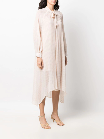Fabiana Filippi Graphic-print Long-sleeve Midi Dress In Pink