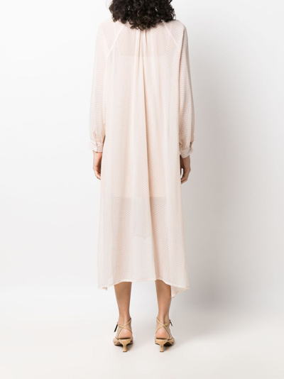 Fabiana Filippi Graphic-print Long-sleeve Midi Dress In Pink