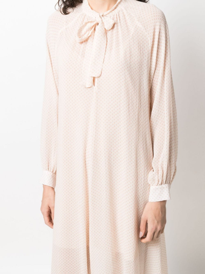 Fabiana Filippi Graphic-print Long-sleeve Midi Dress In Pink