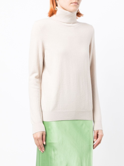 Shop N•peal Roll Neck Organic Cashmere Jumper In Nude