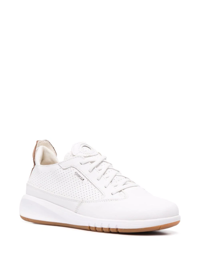 Geox Aerantis Mixed Leather Sneakers In Weiss