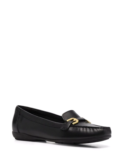 Geox Annytah Leather Moc-toe Loafers In Schwarz