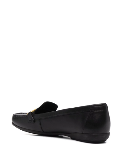 Geox Annytah Leather Moc-toe Loafers In Schwarz