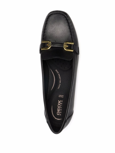 Geox Annytah Leather Moc-toe Loafers In Schwarz
