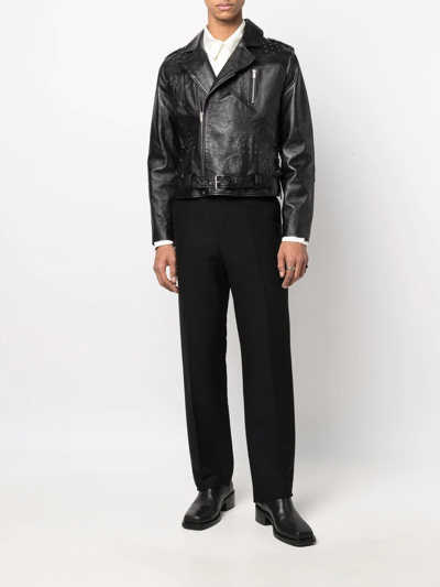 Shop Saint Laurent Studded Leather Jacket In Schwarz