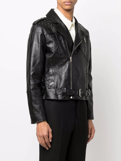 Shop Saint Laurent Studded Leather Jacket In Schwarz