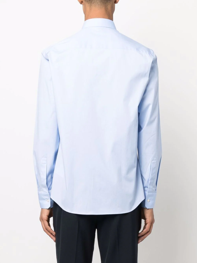 Shop Ermenegildo Zegna Long-sleeve Cotton Shirt In Blau