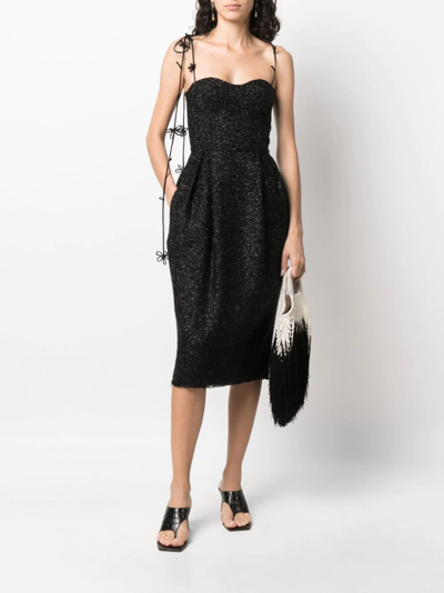 Shop Rosie Assoulin Sweetheart-neck Knitted Midi Dress In Schwarz
