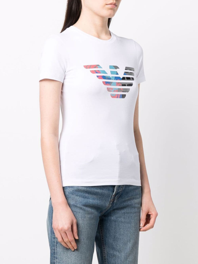 Emporio Armani T-shirt With Eagle Logo Print In Weiss