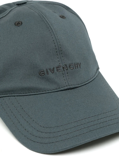 Shop Givenchy Logo-embroidered Canvas Baseball Cap In Grün