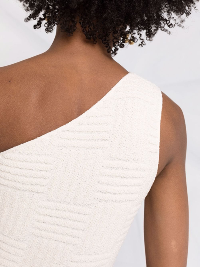 Shop Bottega Veneta Textured One-shoulder Dress In Nude