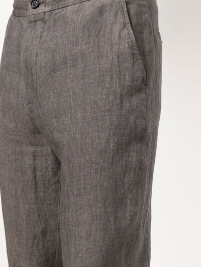 Shop Ermenegildo Zegna Straight-leg Linen Trousers In Brown