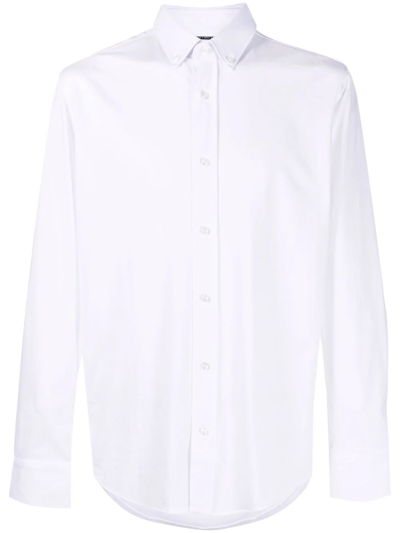 Shop Hugo Boss Buttoned Long-sleeve Shirt In Weiss