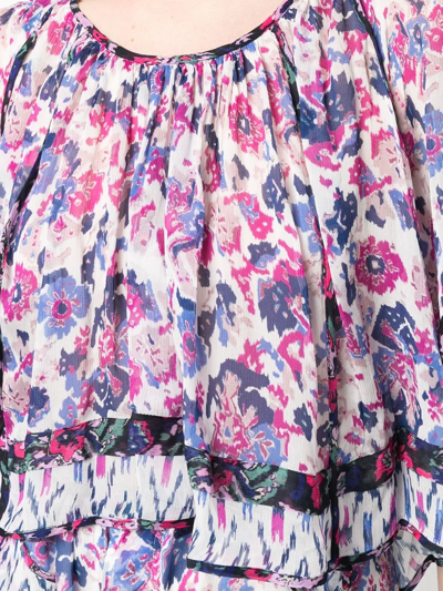 Isabel Marant Étoile Roxini Ruffled Floral-print Crepe De Chine Blouse In Nude