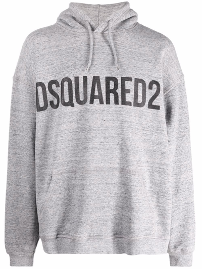 Shop Dsquared2 Logo-print Cotton Hoodie In Grau