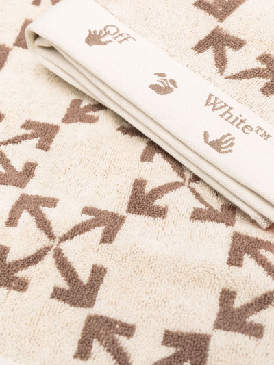 Off-white Arrows Pattern Towel Set In Nude