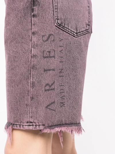 Aries Cut-off Denim Shorts In Rosa