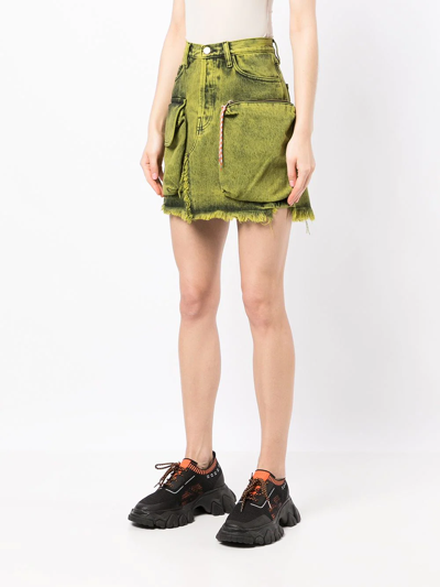 Aries Pouch-pocket A-line Skirt In Grün