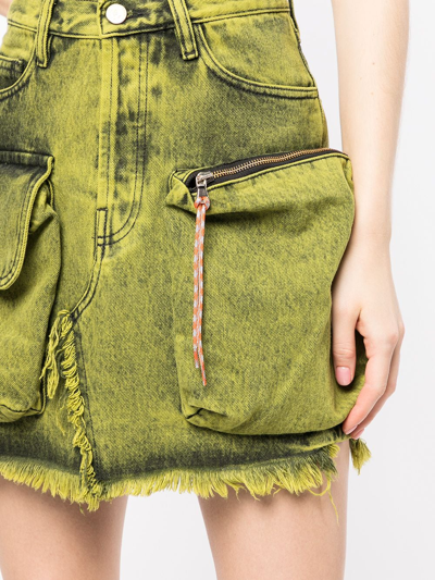 Aries Pouch-pocket A-line Skirt In Grün