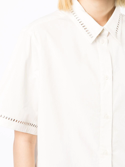 Shop Yves Salomon Cropped Shortsleeved Shirt In White