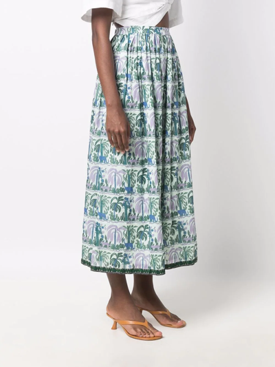 Shop Le Sirenuse Jungle-print A-line Maxi Skirt In Grün