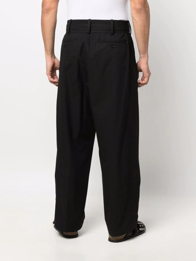 Shop Sacai Belted Wide-leg Trousers In Schwarz
