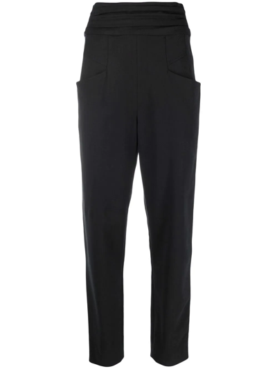 Shop Isabel Marant Stoda High-waisted Tapered Trousers In Black