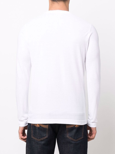 Shop Zanone Long-sleeved Cotton T-shirt In Weiss