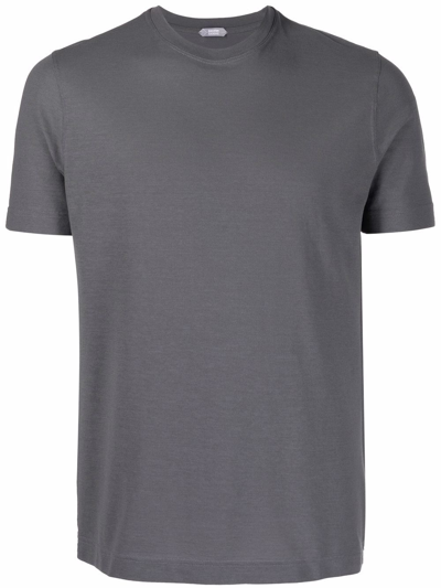 Shop Zanone Short-sleeved Cotton T-shirt In Grau
